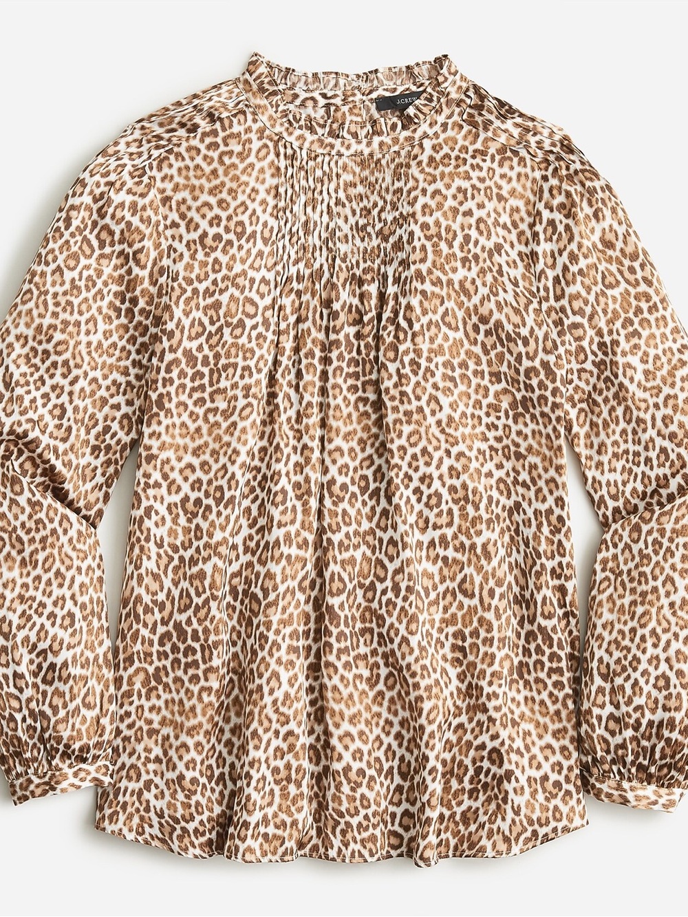 J.Crew Ruffleneck drapey top in leopard print BL042
